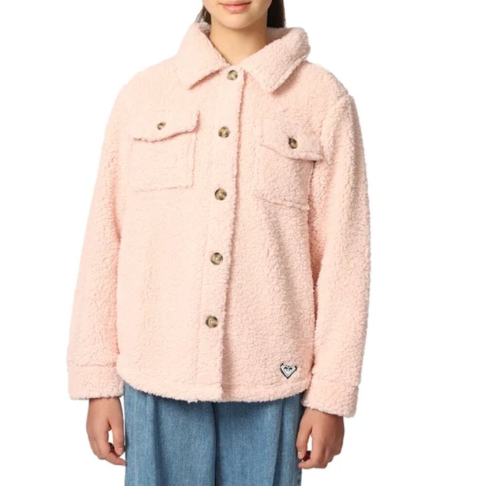 New with Tags! ROXY Fleece Sherpa Shirt Jacket, Color Pink, Size Small (7/8)